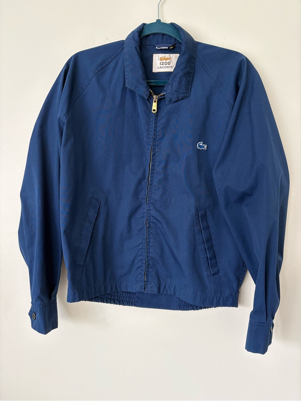 Vintage IZOD Lacoste Navy Harrington Jacket Full Zip Croc Logo Medium